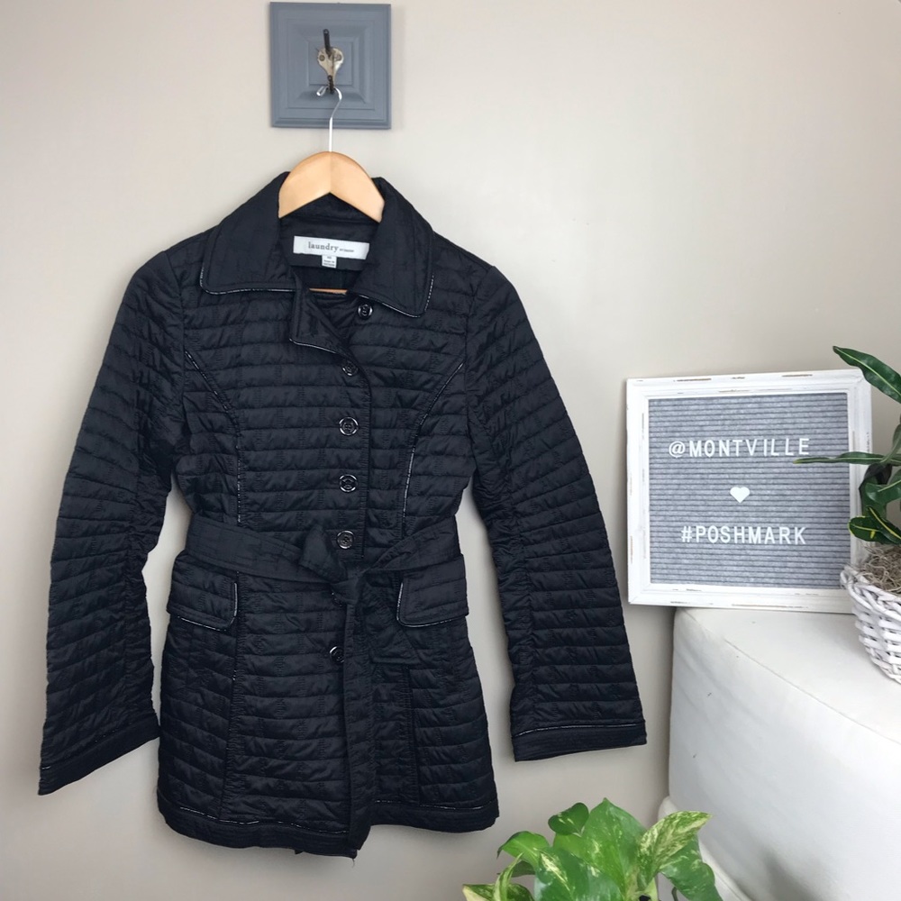 Laundry By Design XS Black Quilted Tied Jacket - Picture 1 of 7